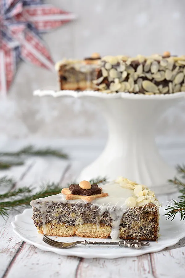 Mohn- Käsekuchen mit Löffelbiskuits