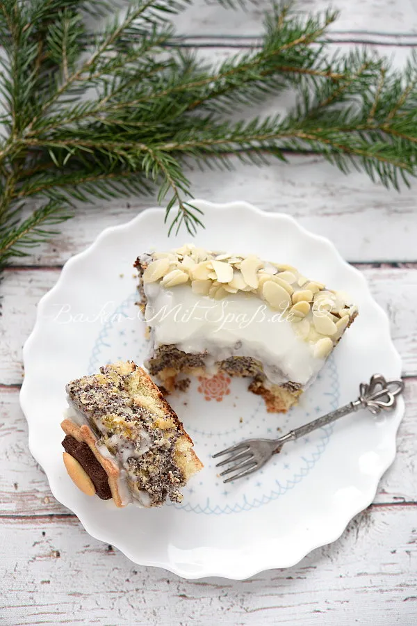 Mohn- Käsekuchen mit Löffelbiskuits