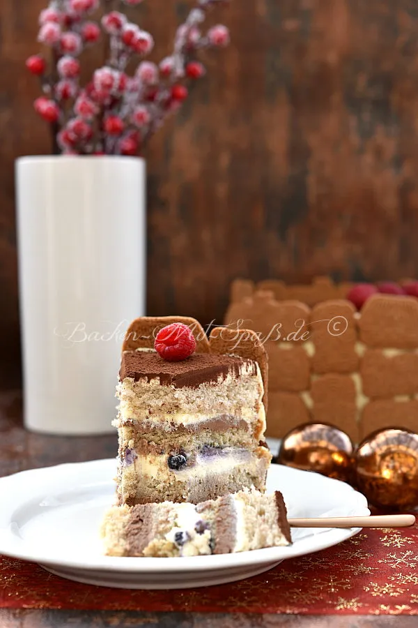 Weihnachtstorte mit Schoko-Mascarpone-Creme und Spekulatius