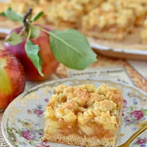 Apfelkuchen mit Apfelpudding und Streuseln