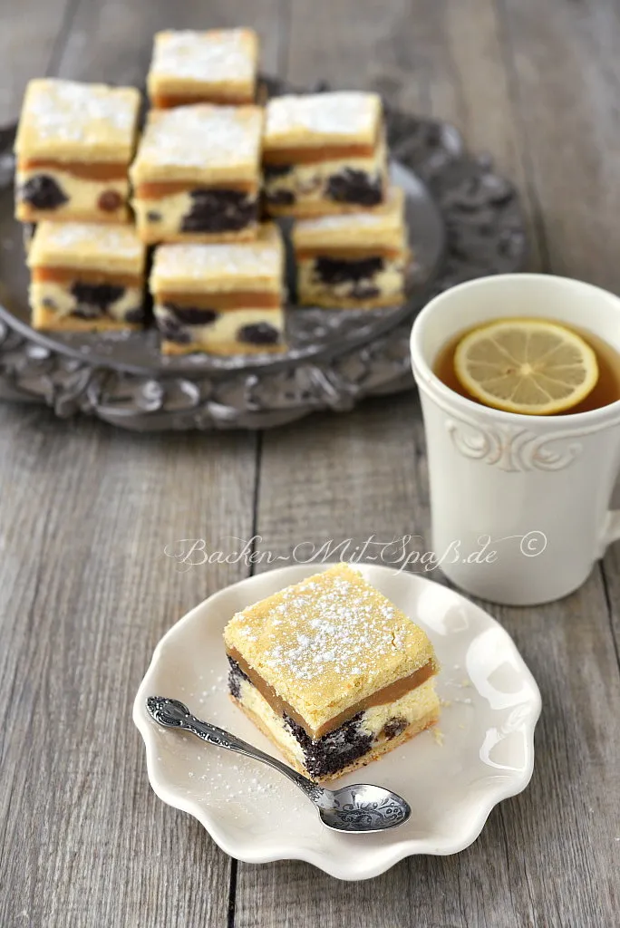 Apfel-Mohn-Käsekuchen mit Mürbeteig