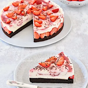 Erdbeer-Frischkäse-Torte ohne Backen mit Schokoboden