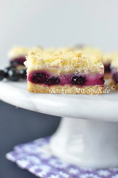 Johannisbeerkuchen mit Pudding und Streusel