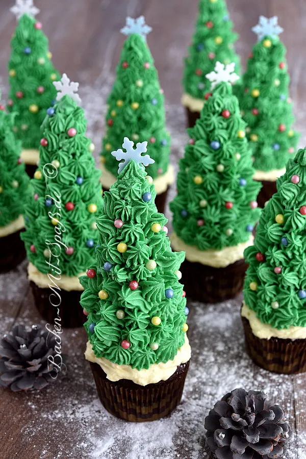 Weihnachtsbaum-Cupcakes