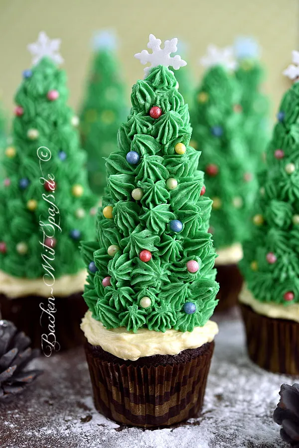 Weihnachtsbaum-Cupcakes